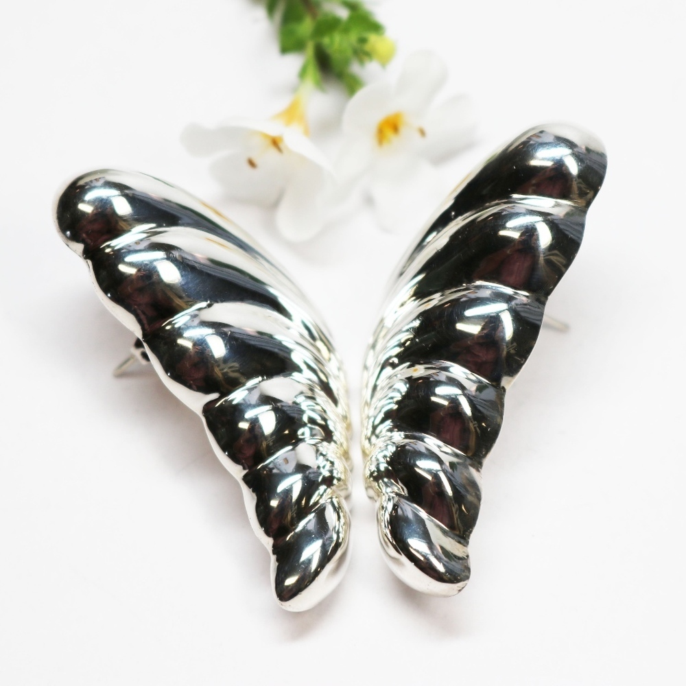 STERLING SILVER BUTTERFLY WING EARRINGS
